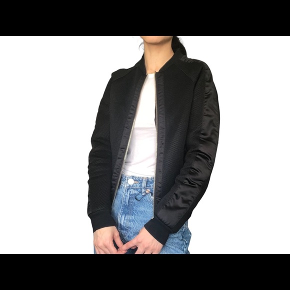 MAJE Elyana Mesh Black Bomber Jacket - Picture 6 of 14